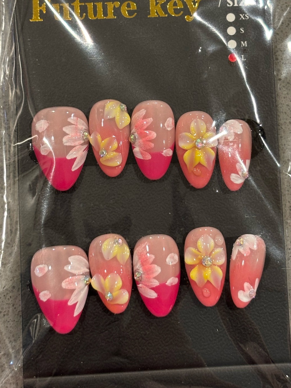 Handcrafted Gel Pink Gradient Floral Press-On Nails